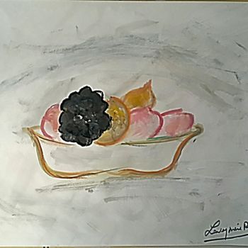 Pintura titulada "Coupe de fruits" por Rodolphe Lavayssiere, Obra de arte original, Gouache
