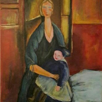 Peinture intitulée "La maternité d'aprè…" par Rodolphe Lavayssiere, Œuvre d'art originale, Acrylique