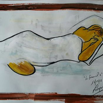 Картина под названием "Le sommeil 2" - Rodolphe Lavayssiere, Подлинное произведение искусства, Гуашь