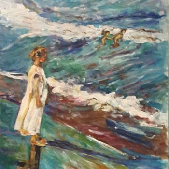 Pittura intitolato "Bord de plage, les…" da Rodolphe Lavayssiere, Opera d'arte originale, Acrilico