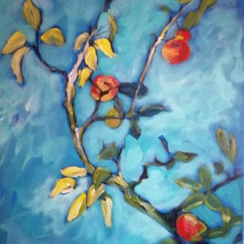 Painting titled "Branch of apples tr…" by Rodolphe Lavayssiere, Original Artwork, Oil