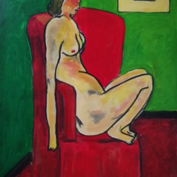 Painting titled "Femme sur un fauteu…" by Rodolphe Lavayssiere, Original Artwork, Acrylic