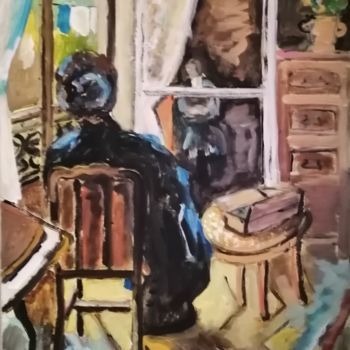 Painting titled "La couturière" by Rodolphe Lavayssiere, Original Artwork, Acrylic
