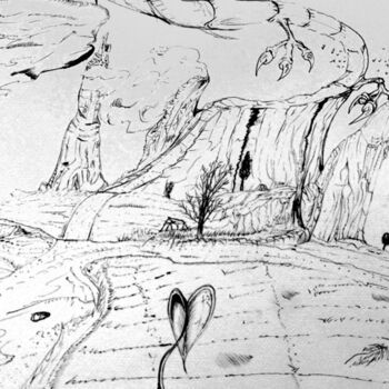 Drawing titled "Imagination" by Rodolphe Persée, Original Artwork, Ballpoint pen
