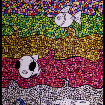 Картина под названием "Colorful sea" - Rod, Подлинное произведение искусства, Акварель