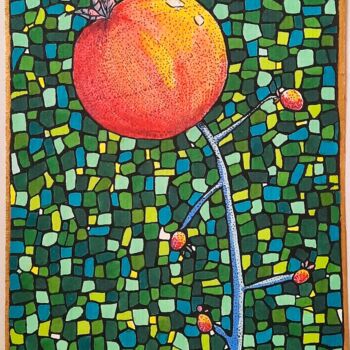 Dessin intitulée "Mr pomme" par Rod, Œuvre d'art originale, Encre