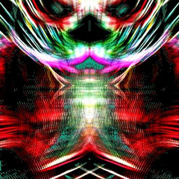 Digitale Kunst mit dem Titel "Neon cat" von Rüdiger Lehmann, Original-Kunstwerk, Digitale Malerei