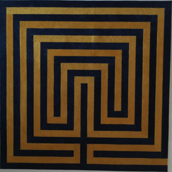 Collagen mit dem Titel "labirinto ouro sobr…" von Rodrigo Miguel, Original-Kunstwerk, Papier