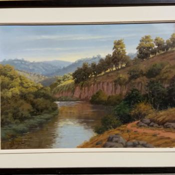 Painting titled "Reflexo da Natureza…" by Clóvis Pescio, Original Artwork, Oil