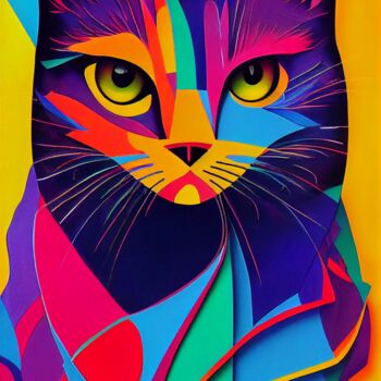 Arts numériques intitulée "O Felino abstrato" par Rodrigo Teixeira, Œuvre d'art originale, Peinture numérique