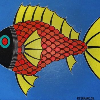 Peinture intitulée "peixe-11" par Rodrigo Ferrario, Œuvre d'art originale