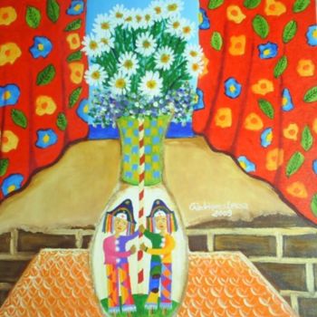 Pintura intitulada "Vaso com Margaridas" por Rodrigues, Obras de arte originais