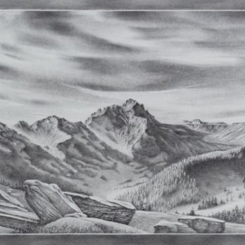 Painting titled "In den Alpen" by Ronald Firla, Original Artwork, Pencil