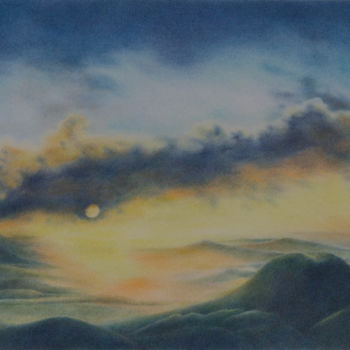 Malerei mit dem Titel "Durchbruch" von Ronald Firla, Original-Kunstwerk, Conté-Buntstifte