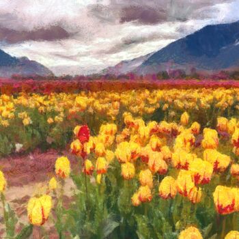 Digital Arts titled "tulip valley" by Rofin Kai, Original Artwork, Digital Painting