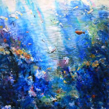 Peinture intitulée "paysage sous marin" par Roger Boubenec, Œuvre d'art originale, Aquarelle