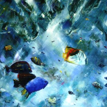 Peinture intitulée "poisson papillon" par Roger Boubenec, Œuvre d'art originale, Huile