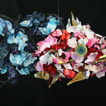 Escultura intitulada "le poisson couleur…" por Roger Boubenec, Obras de arte originais, Papel