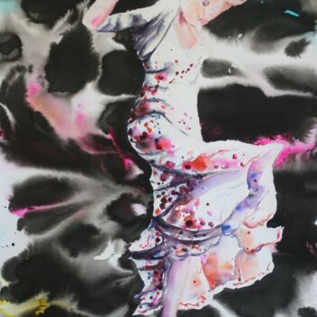 Peinture intitulée "Elle tape du pied" par Roger Boubenec, Œuvre d'art originale, Aquarelle