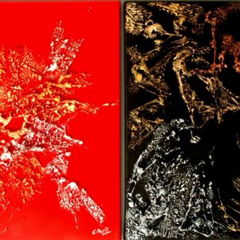 Pintura intitulada "le-rouge-et-le-noir…" por Cazo, Obras de arte originais, Outro