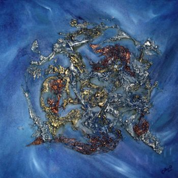 Painting titled "COMETE BLEUE 80x80c…" by Cazo, Original Artwork, Other