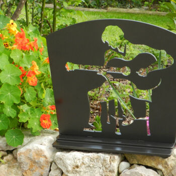 Sculpture titled "Le guitariste de ja…" by Roger Drouin, Original Artwork, Metals