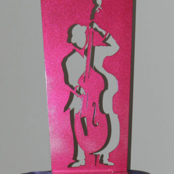 Sculpture intitulée "Le contrebassiste d…" par Roger Drouin, Œuvre d'art originale, Métaux