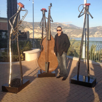 Sculpture titled "TRIO MUSICIENS JAZZ" by Roger Flores, Original Artwork, Metals