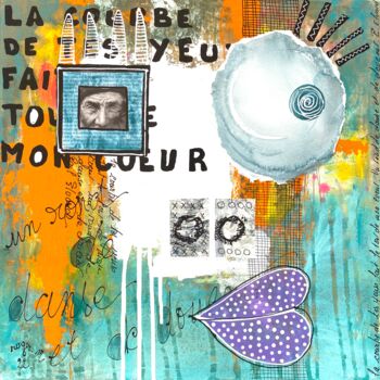 Painting titled "La Courbe de tes Ye…" by Roger.M, Original Artwork, Acrylic Mounted on Wood Stretcher frame