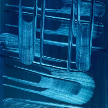 Painting titled "Blue structure" by Roger Birbaum, Original Artwork, Oil