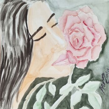 "A mulher e a rosa" başlıklı Tablo Rogério Morais tarafından, Orijinal sanat, Suluboya