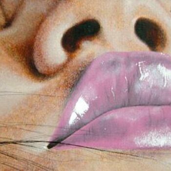 Painting titled "Lips 1" by Roger Licot, Original Artwork, Oil