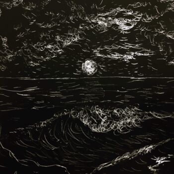 Gravures & estampes intitulée "Moonlight" par Rohan Agarwal, Œuvre d'art originale, Eau-forte