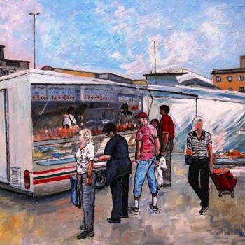 Painting titled "Shop van" by Rolando Lambiase, Original Artwork, Oil