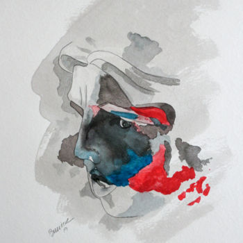 Malerei mit dem Titel "Marianne" von Roland Bouvier, Original-Kunstwerk, Aquarell