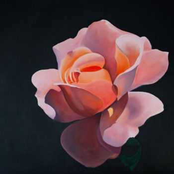 Painting titled "The rose" by Roland Bouvier, Original Artwork, Oil