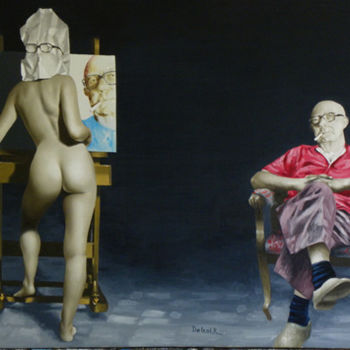 Malarstwo zatytułowany „Nu & Scuttenaire” autorstwa Roland Delcol, Oryginalna praca, Olej