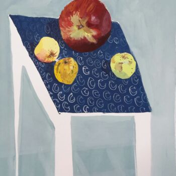 Pintura intitulada "Les pommes." por Roland Gschwind, Obras de arte originais, Guache