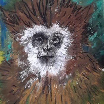 Peinture intitulée "Animal totem singe" par Roland Gschwind, Œuvre d'art originale, Gouache