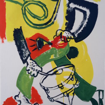 Painting titled "one man orchestra" by Roland Gschwind, Original Artwork, Gouache