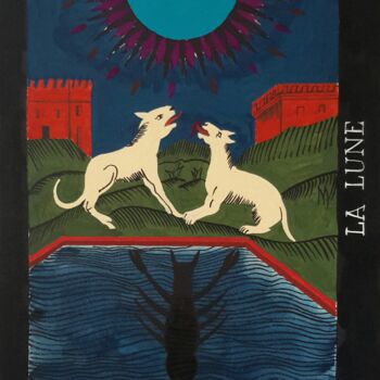 Painting titled "La lune" by Roland Gschwind, Original Artwork, Gouache