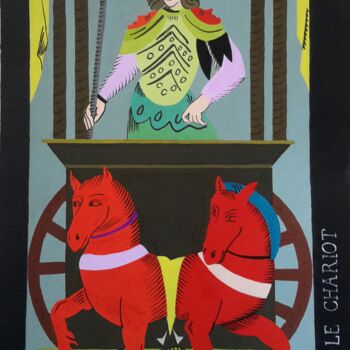 Painting titled "Le chariot" by Roland Gschwind, Original Artwork, Gouache