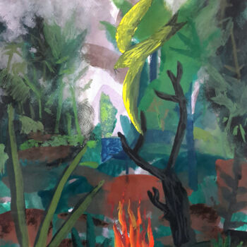 Peinture intitulée "rumble in the jungle" par Roland Gschwind, Œuvre d'art originale, Gouache