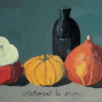 Painting titled "Vivement la soupe" by Roland Gschwind, Original Artwork, Gouache