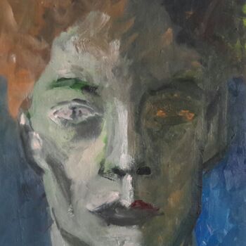 Painting titled "Faune 2023" by Roland Gschwind, Original Artwork, Oil Mounted on Cardboard