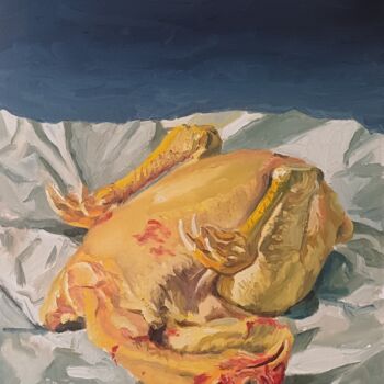 Peinture intitulée "Le poulet" par Roland Gschwind, Œuvre d'art originale, Huile