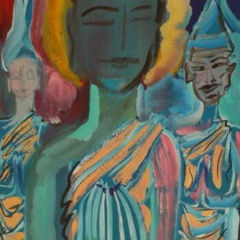 Ζωγραφική με τίτλο "bouddha ananda kash…" από Roland Gschwind, Αυθεντικά έργα τέχνης, Γκουάς
