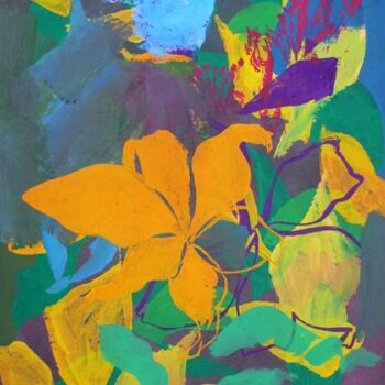 Painting titled "plantes" by Roland Gschwind, Original Artwork, Gouache