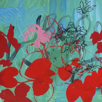 Peinture intitulée "plantes rouges" par Roland Gschwind, Œuvre d'art originale, Gouache