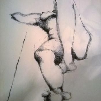 Dessin intitulée "nu allongé" par Guyomard, Œuvre d'art originale, Marqueur